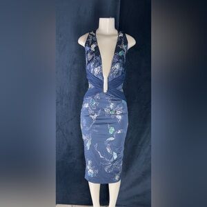 Elegant Blue Floral Dress by Mandalay